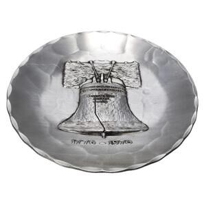Vintage Wendell August Forge Hammered Aluminum Liberty Bell Round Plate Decor